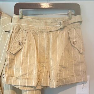 Sezane Linen Tan Stripe Women's Shorts size 38